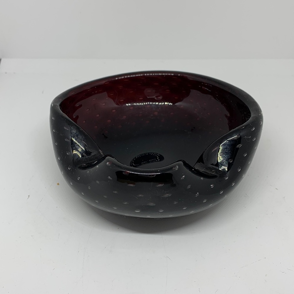 Vintage Murano Glass Amethyst Bullicante Ashtray GUC